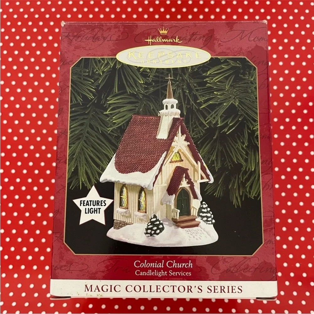 1999 HALLMARK Keepsake Lighted Colonial Church Christmas Ornament